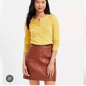 LOFT Faux Leather Brown Mini Skirt